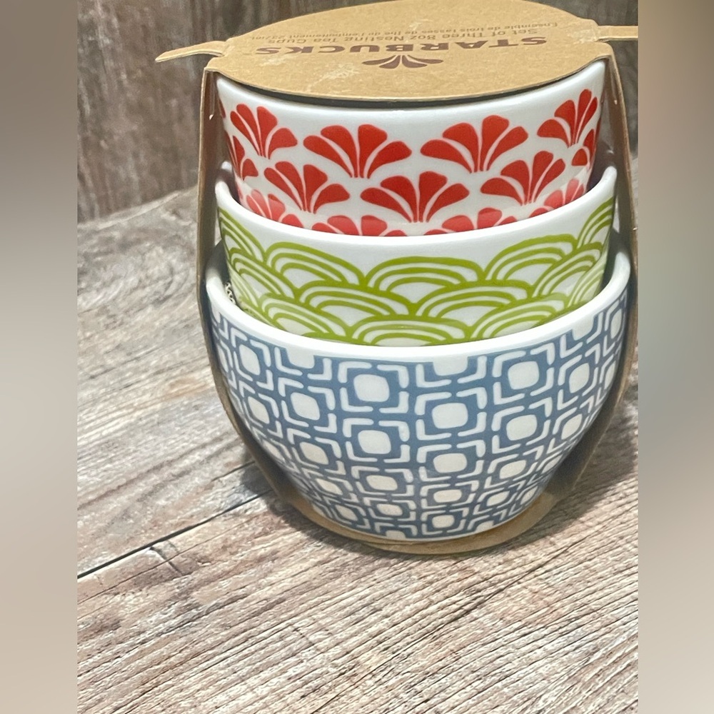 Starbucks Red, Green, and Blue Nesting Tea Cups - Picture 4 of 5
